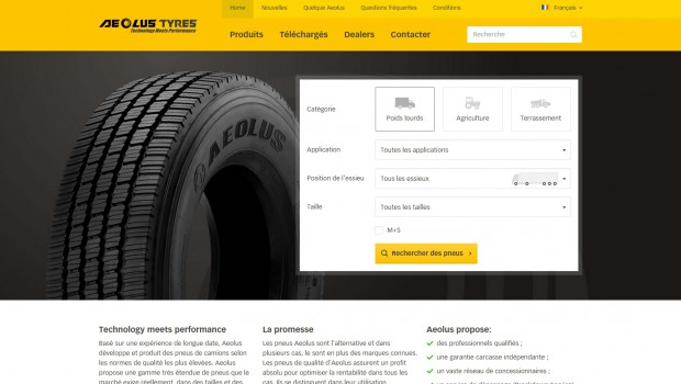 Heuver Grossiste en pneumatiques repense le site d'Aeolus Tyres