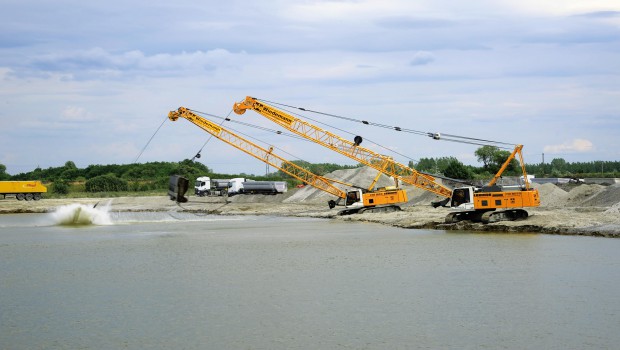 Des draglines Liebherr chez Kiesabbau Wiedemann