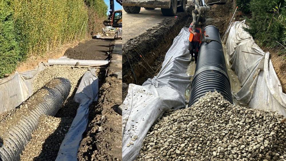 Des drains Polieco sous une piste cyclable éco