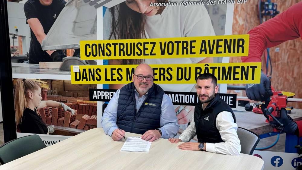 Signature d'une convention de partenariat entre le réseau des BTP CFA et Les Écoles de la construction durable de SGDB France